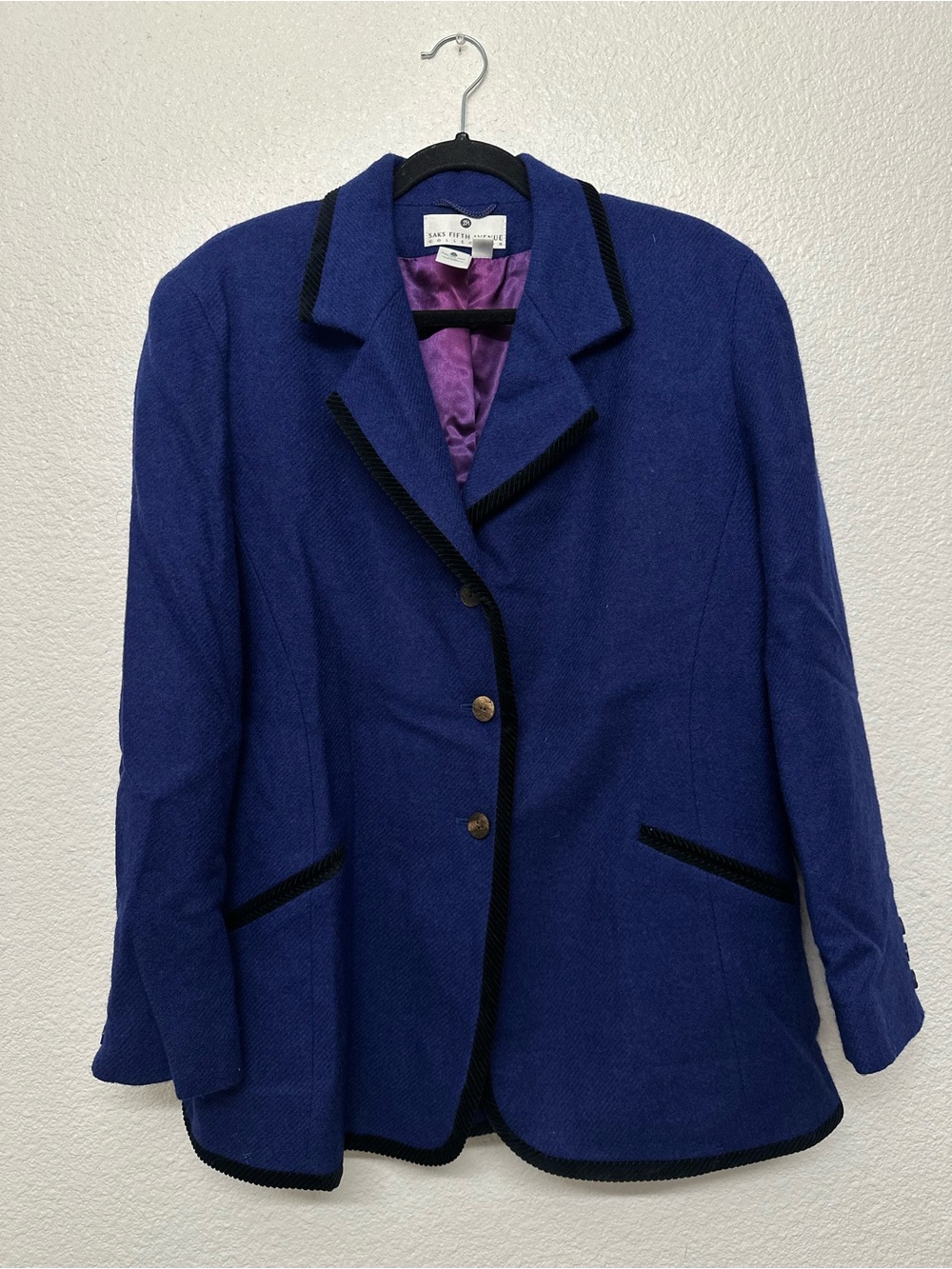 Saks Fifth Avenue Cobalt Blue Blazer with Black Trim